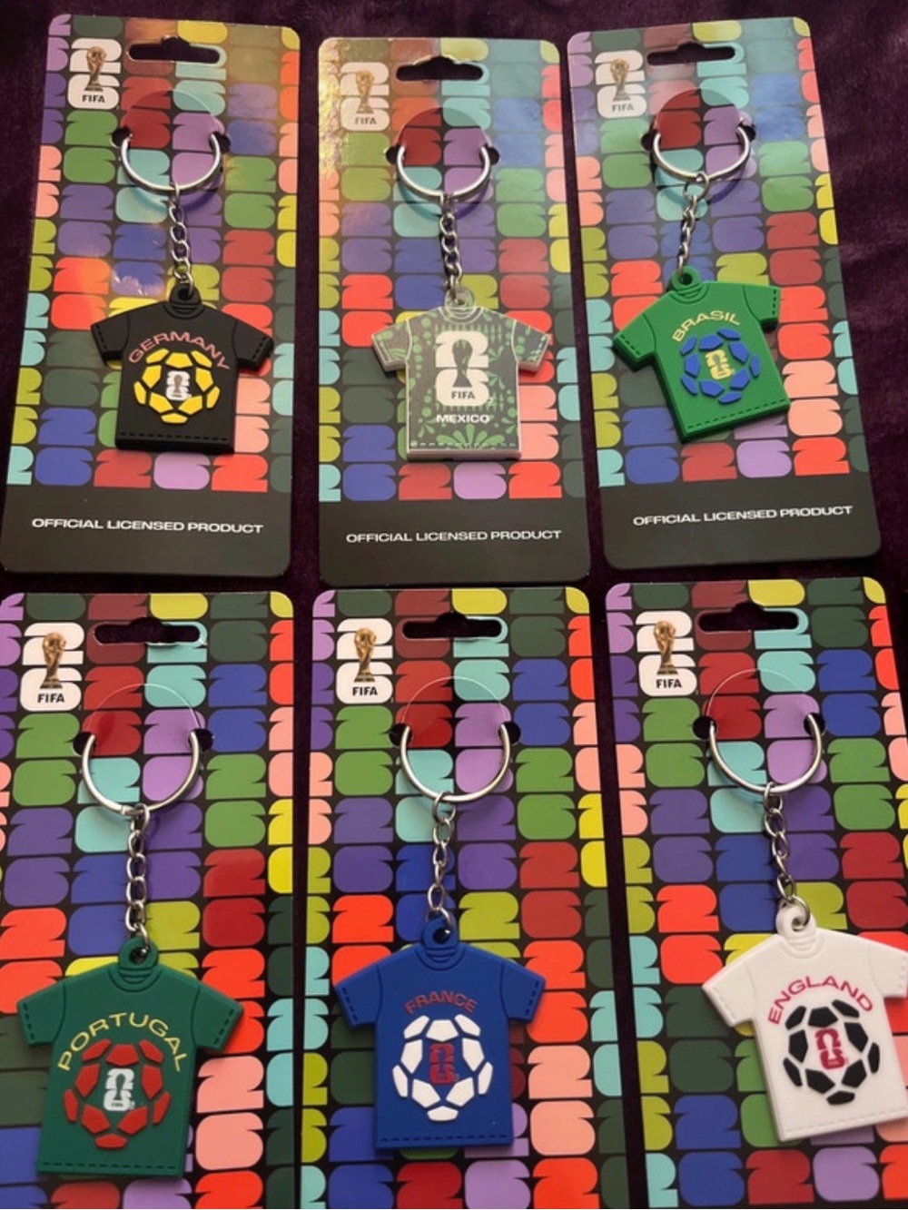 Soccer Jersey Keychain - Multicolor Selection (Set of 6)